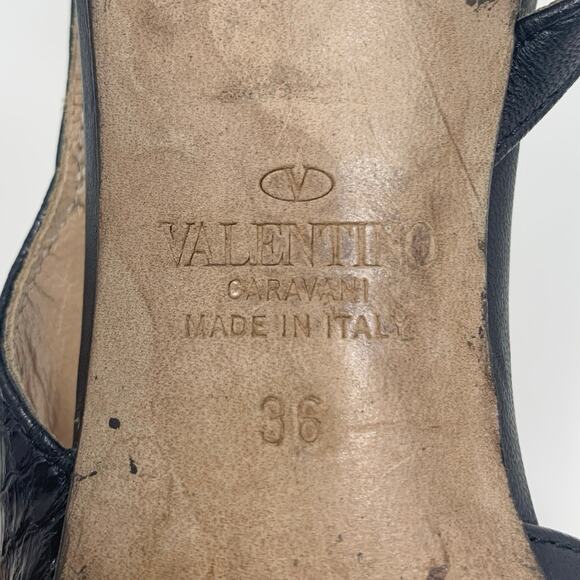 Valentino Rockstud Black Snakeskin Slingback Pointed Toe Kitten Heels EU 36 - Picture 12 of 13